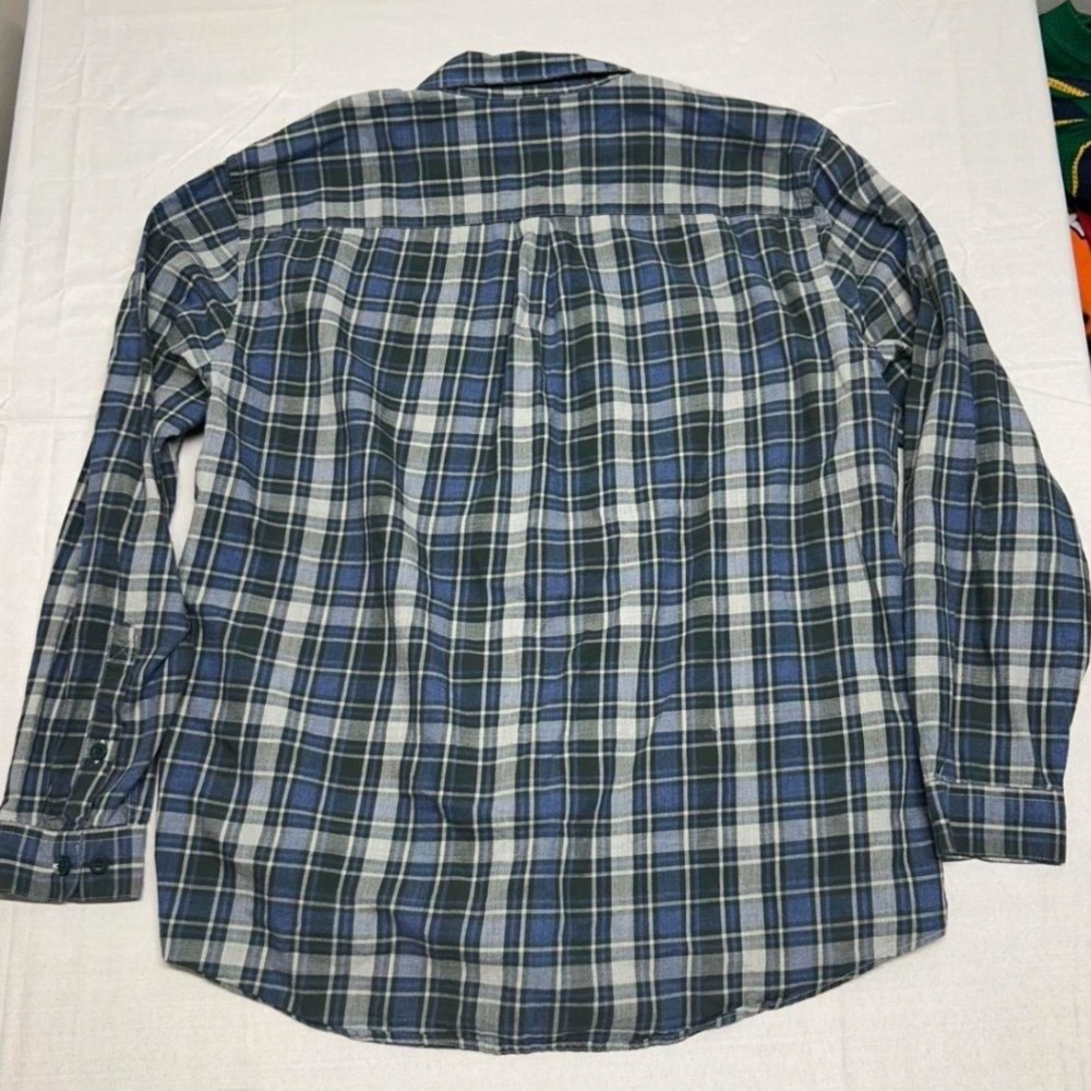 Patagonia Mens Organic Cotton Plaid Flannel Button Down Shirt Blue Grey Large